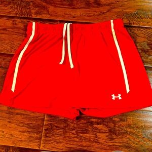 True red UA shorts women sz M